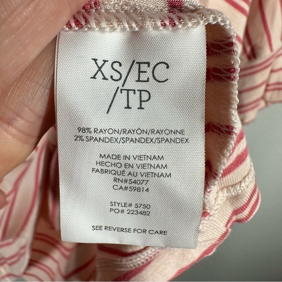 NEW Cabi Tickled Tee Shirt Top Women's XS Pink Striped Dolman Sleeve Jersey Knit - Picture 6 of 8